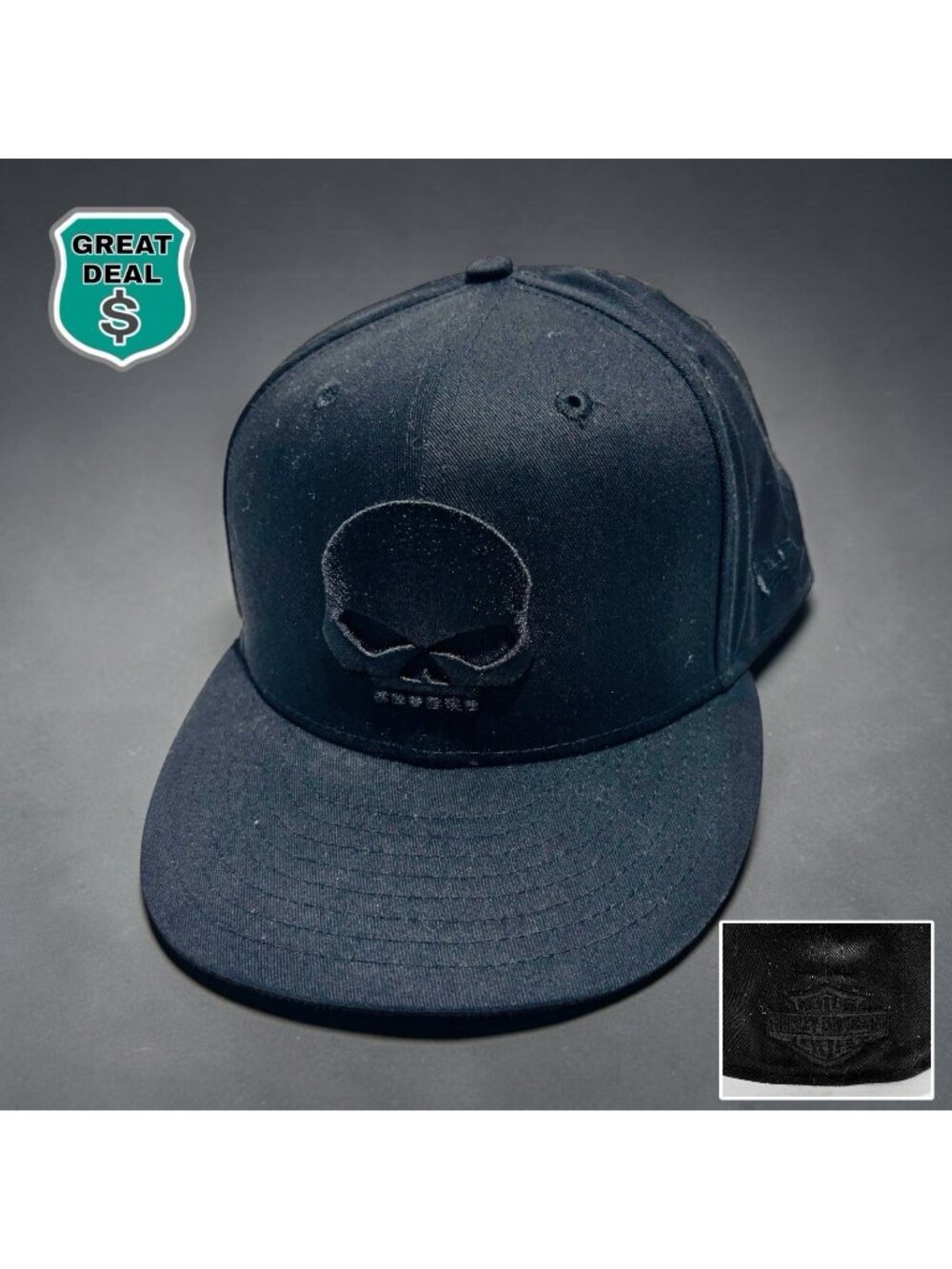 Harley Davidson Willie G Skull Tonal Skull Hat New Era 59Fifty Fitted 7 1/2.